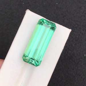 Pierre précieuse de Kunzite verte, taille octogonale, naturelle, brute, rare, de qualité supérieure, certifiée par un tiers, pour la fabrication de bijoux, 5 mm, sans trou - Product Image 2