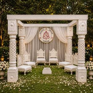 Crystal <b>Frame</b> Indian Wedding Mandap Stage Canopy With Adjustable Structure Flower Stand And Decorative <b>Backdrop</b> - Product Image 1