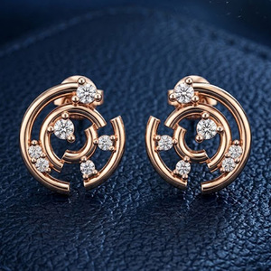 Boucles d'oreilles en or 14 carats avec diamants de laboratoire taille brillant |   Bijoux fins faits à la main tendance pour femmes RIZTA JEWELS |   Cadeau de fête - Product Image 5