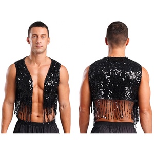 Gilet de cow-boy à paillettes pour hommes, costume de discothèque pour clubwear, fête disco <span class=keywords><strong>vintage</strong></span>, festival de musique, tenue quotidienne. - Product Image 3