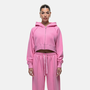 Sudadera con Capucha Corta para Mujer, Invierno, 100% Algodón Ecológico, Personalizable, Venta al Por Mayor - Product Image 1