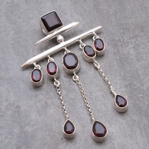 Pendentifs longs en argent sterling 925 avec grenat rouge naturel en forme de poire, bijoux fins, distributeur de bijoux - Product Image 4