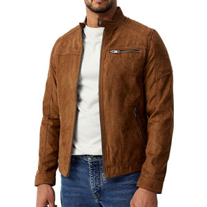 Chaqueta de Cuero para Hombre, Chaqueta de Cuero Genuino de Cordero Marrón, Chaqueta de Motociclista, Último Modelo Personalizado de Chaquetas de Cuero Puro para Hombre - Product Image 1