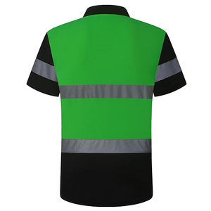 Reflective Breathable Eco-Friendly <b>Canvas</b> Men's Safety for Shirts with Custom Logo Hi Vis Workwear Short Sleeve - Product Image 2