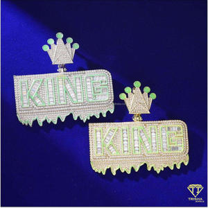 Luxury " KING" Crown Pendant Gold <b>Silver</b> Color Hip Hop Necklace Micro Pave CZ Diamond Jewelry - Product Image 4