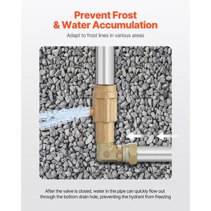 Rubinetto Esterno Antigelo da 4,25 FT, Idrante da Giardino Resistente al Gelo, Profondità di Interramento 24'', Connettori per Tubi NPT da 3/4'' - Product Image 3