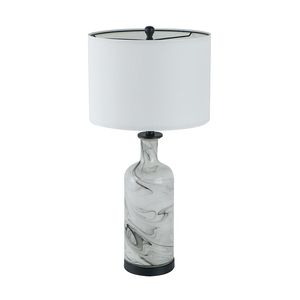 Lampada da Tavolo Sarris Tall in Vetro Grigio e Bianco con Paralume in Lino 14x14x28.5 Base Posteriore in Metallo - Product Image 4