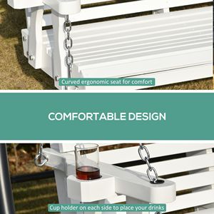 Dondolo da giardino in metallo bianco per 2 persone con capacità di 200 kg e portabicchieri - Product Image 5
