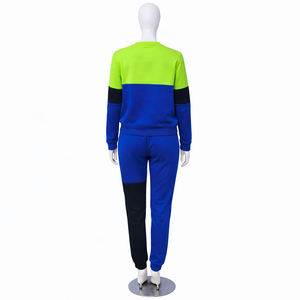 ชุดเซ็ตสองชิ้นแบบเต็มตัว ชุดวอร์มผู้หญิงแบบสั่งทำพิเศษ 2 ชิ้น เสื้อสเวตเชิ้ตสีตัดต่อและกางเกงจ็อกเกอร์ ชุดลำลองสไตล์สปอร์ต - Product Image 5