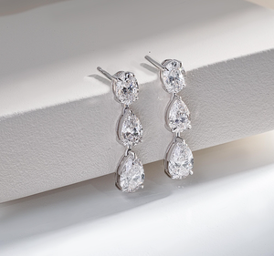 Boucles d'oreilles en diamant de laboratoire taille poire vintage de haute qualité, certifiées IGI, en argent 925, pour mariage, fiançailles, cadeau - Product Image 1