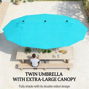 Ombrellone da Giardino Blu con Base per Terrazze - Product Image 2