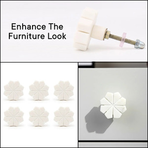 Lot White Stone Drawer Knobs White Flower Dresser Knobs and <b>Pulls</b> Round Decorative Cabinet <b>Door</b> Furniture <b>Handles</b> & Knobs - Product Image 4