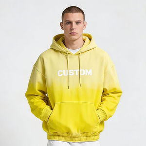 Sweat-shirts à capuche décontractés pour hommes en tissu doux jaune avec impression de lettres personnalisées et effet tie-dye, pour un style streetwear quotidien - Product Image 1