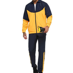 Survêtement pour homme, couleur marine et jaune, style sportif, coupe régulière, respirant, polyester, vêtements d'hiver - Product Image 2
