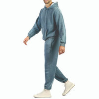 Ensemble de survêtements pour hommes, coupe ample, délavé à l'acide, imprimé, effet délavé soleil, avec sweat à capuche et pantalon de survêtement, style streetwear automne, survêtements zippés oversize