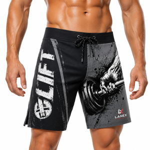 Custom Men Weightlifting Board <b>Shorts</b> Quick Dry Gym Fitness Surf <b>Shorts</b> Beach Swim Trunks Sublimation Printed OEM ODM Black - Product Image 3