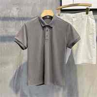 T-shirt pour homme en polyester/coton, rayé, tricoté, respirant, couleurs personnalisables, manches courtes, coupe classique, décontracté, gris