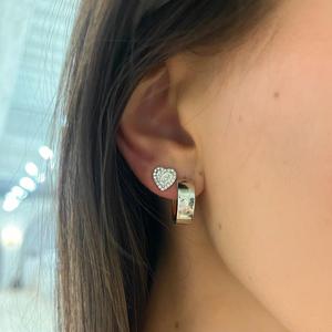 Two Tone Hinged Huggie <b>Hoop</b> <b>Earrings</b> 14K <b>Solid</b> Gold 15 mm Reversible Minimalist Chunky Solitaire Everyday Fine Jewelry Wholesale - Product Image 3