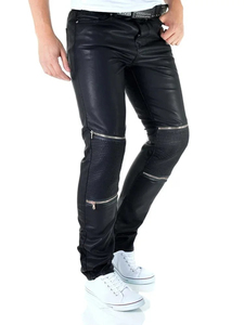Pantalones de cuero PU ajustados para hombre, pantalones casuales a la moda, ropa de calle elegante para looks urbanos modernos. - Product Image 5