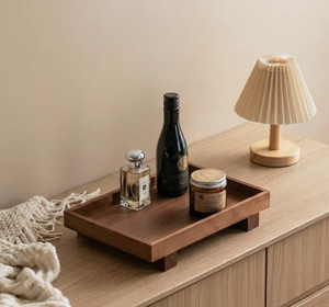 Plateau de service en bois massif sur mesure, pieds sculptés à la main, moderne, multifonctionnel, empilable, plateau de cuisine, plateau décoratif OEM - Product Image 2