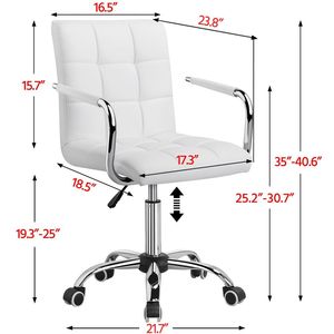 Silla Ejecutiva Giratoria Moderna de Cuero Sintético Blanco con Ruedas - Product Image 3