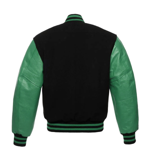 Teal Sleeves-Black Body varsity bomber <b>jacket</b> Letterman <b>Jacket</b> with <b>Leather</b> Sleeves letterman custom <b>leather</b> varsity <b>jacket</b> - Product Image 2