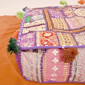 Coussins de sol bohème Housse de coussin décorative Coussin Sari Patchwork - Product Image 2