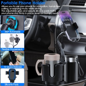 1 pezzo 2-in-1 portabicchieri per auto supporto per telefono a collo d'oca rotante di 360 gradi misura Base regolabile per la maggior parte dei telefoni tazze per autoveicoli - Product Image 5
