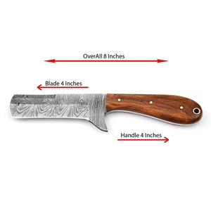 Cuchillo de caza vaquero de acero de Damasco hecho a mano con mango de madera exótica, funda de cuero tipo pancake Bull Cutter, hoja fija, utilitario, OEM - Product Image 2