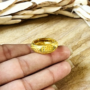 New High Demand Ethnic Textured <b>Ring</b> Boho Brass Band for Women 18k <b>Gold</b> Plated Dotted Hammered Statement for Wholesale/OEM/ODM - Product Image 5