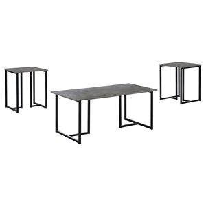 Set da soggiorno in 3 pezzi grigio e nero stagionato pezzi occasionali per l'arredamento della casa - Product Image 2