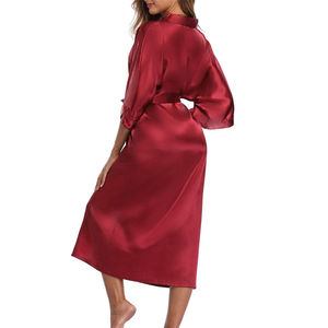 Robes de nuit élégantes en satin thermique coupe ajustée avec option logo frontal, manches courtes, couleur unie - Product Image 5