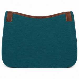 Almohadilla de lana personalizada para silla de montar de caballo con ribete de cuero marrón, aplique de logo frontal, color sólido, unisex, transpirable, acolchada, para equitación. - Product Image 2