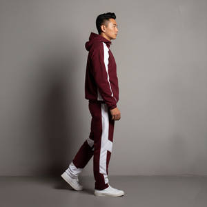 Conjunto Deportivo de 2 Piezas para Hombre, Color Marrón y Blanco, con Capucha, Cierre Completo, Ropa Casual Transpirable de Poliéster y Algodón, Estilo Urbano para Otoño - Product Image 2