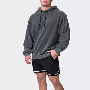 Al por mayor, de alta calidad, 100% algodón, chaquetas de mezclilla con efecto desgastado por el sol, de peso medio, con lavado ácido, sudaderas con capucha extragrandes desgastadas, estilo casual - Product Image 5