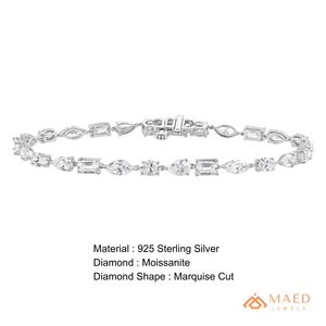 Pulsera de tenis de plata de ley 925 con moissanita de corte marquesa para mujer, estilo hip-hop, joyería para fiesta - Product Image 6