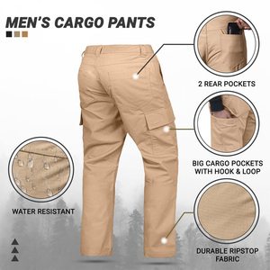 Khaki <b>Cargo</b> <b>Work</b> <b>Pants</b> Multi Pocket Utility Trousers Durable Industrial Apparel Men's Outdoor Wear - Product Image 4
