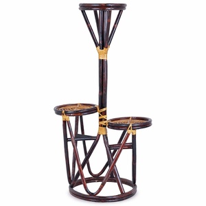 Wooden flower holder stand natural rattan planter pot <b>shelf</b> for plants boho decor plant basket stands - Product Image 1