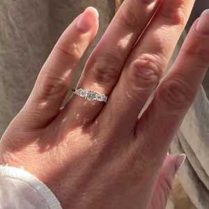 5 Stone Stackable Rings 14k 18k <b>Solid</b> Gold Minimalist Graduated Side Round Lab Grown Diamond Accents Wedding Bands For Women's - Product Image 4