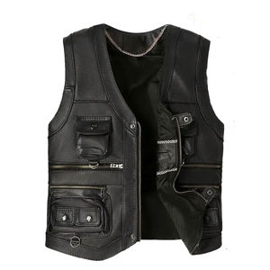 Gilet en cuir de mouton véritable doublé de laine, style motard, coupe ajustée, tendance, pour femmes et hommes - Product Image 3
