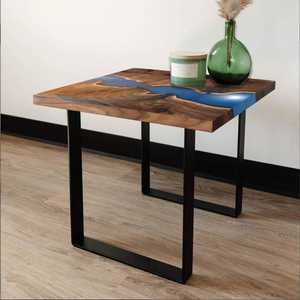 Table de salle à manger de luxe sur mesure en bois massif avec design rivière, tables de restaurant, table en résine époxy - Product Image 5