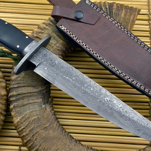 Couteau tactique de chasse à poignée ergonomique, outil de survie en plein air, motif en acier Damas, équipement de camping, utilisation multi-usage - Product Image 3