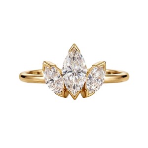 แหวนเพชรทรงมาร์คีส์ 1 กะรัต เพาะเลี้ยงในห้องปฏิบัติการ ทองคำแท้ 10K 14K 18K ดีไซน์เครื่องประดับชั้นดี รับรองโดย IGI สี E ความใส VVS - Product Image 3