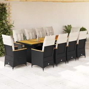 Conjunto de Bistro de Madera Maciza de Acacia con Ratán PE Negro y Acero con Recubrimiento en Polvo para Jardín - Product Image 1