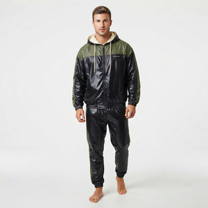 <b>Men</b> Lightweight Nylon <b>Track</b> Suit Full Zip Mock Neck Windbreaker <b>Jacket</b> Jogger Pants Sportswear Clothing - Product Image 5