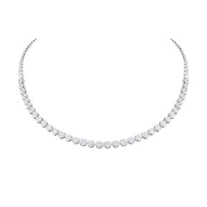 Luxurious 14KT Plain Gold Tennis Necklace <b>Iced</b> <b>Out</b> Round Cut Moissanite Diamond Choker Anniversary Fine Jewelry Women - Product Image 1