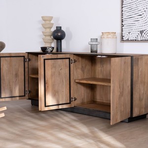 Aparador Vandana Crystal Harmony de madera maciza de mango con líneas limpias y 4 puertas - Product Image 6