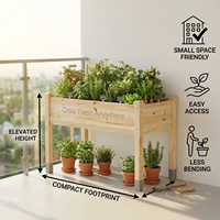 Jardinière carrée surélevée classique en bois de sapin |   Finition sablée |   Pépinière de fleurs |   Jardinière surélevée d'extérieur |   Écologique