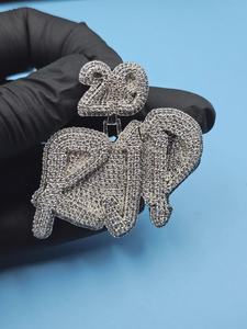 Hip Hop Charms <b>Pendant</b> Customized Luxury Jewelry Solid 925 <b>Silver</b> Iced Out VVS Moissanite Letter <b>Initial</b> Name Bail <b>Pendant</b> - Product Image 4