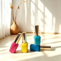 Nouveau produit d'usine : Flacon de vernis à ongles gel UV 12 ml avec couvercle doré et pinceau, flacon en verre vide